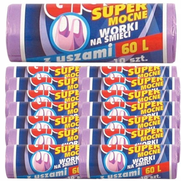 

Worki na odpady z uszami Mocne 60L 150 sztuk