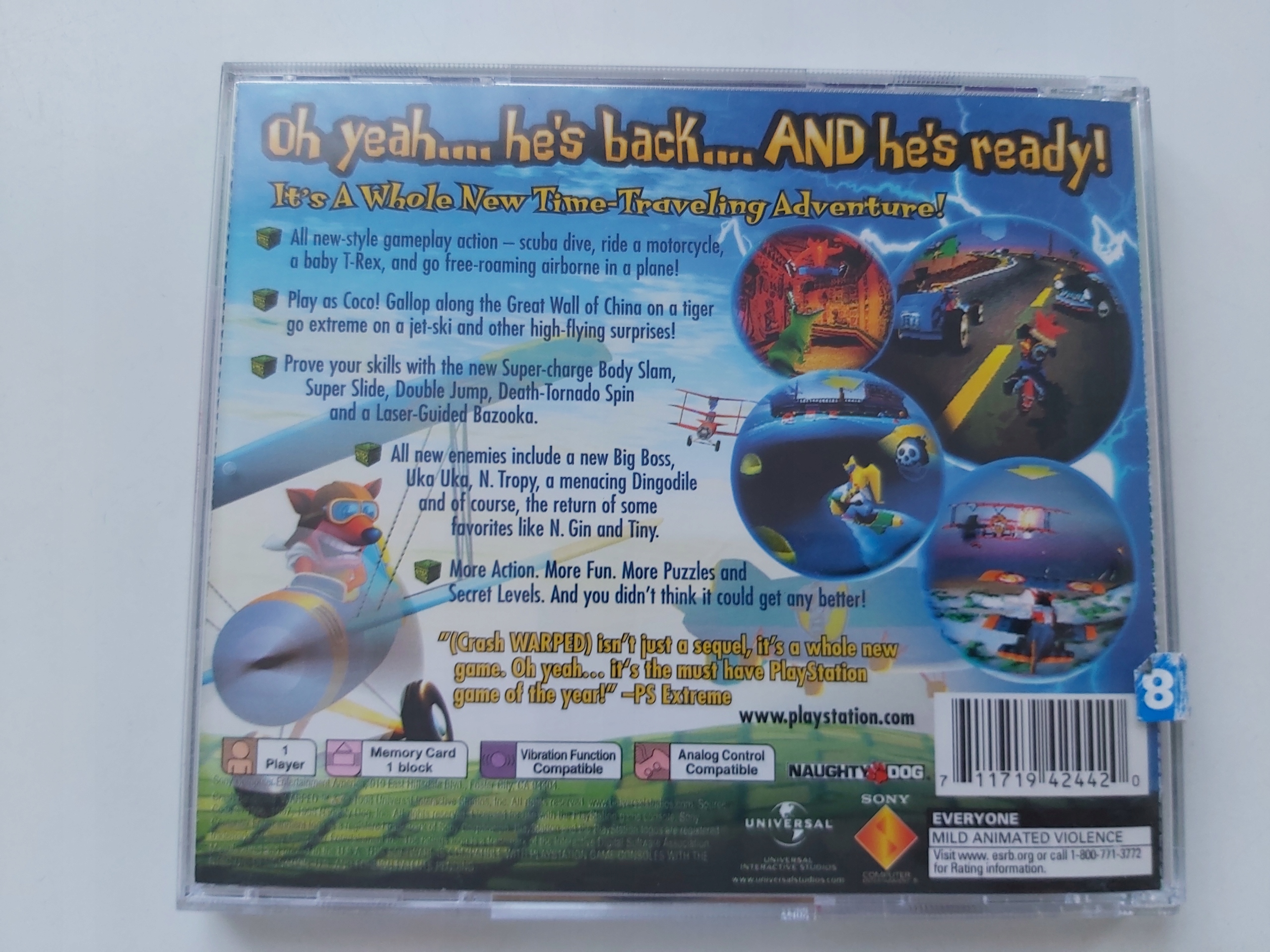 CRASH BANDICOOT 3 WARPED PSX PS1 * ENG * NTSC U/C Platforma Sony PlayStation (PSX)