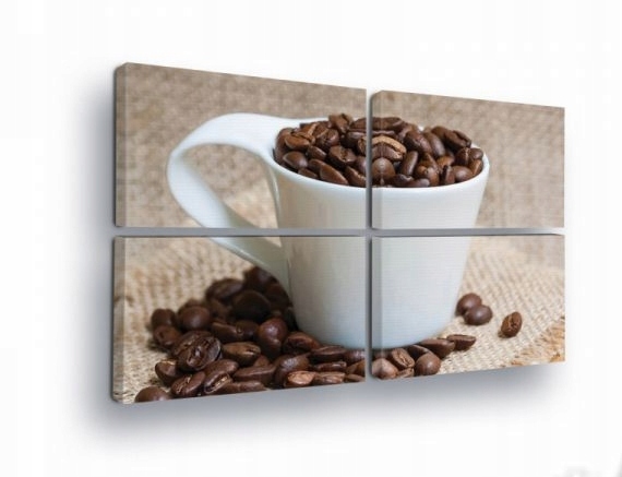 Obraz 120x80 modulárny triptych káva zrno šálka juta textúra aróma