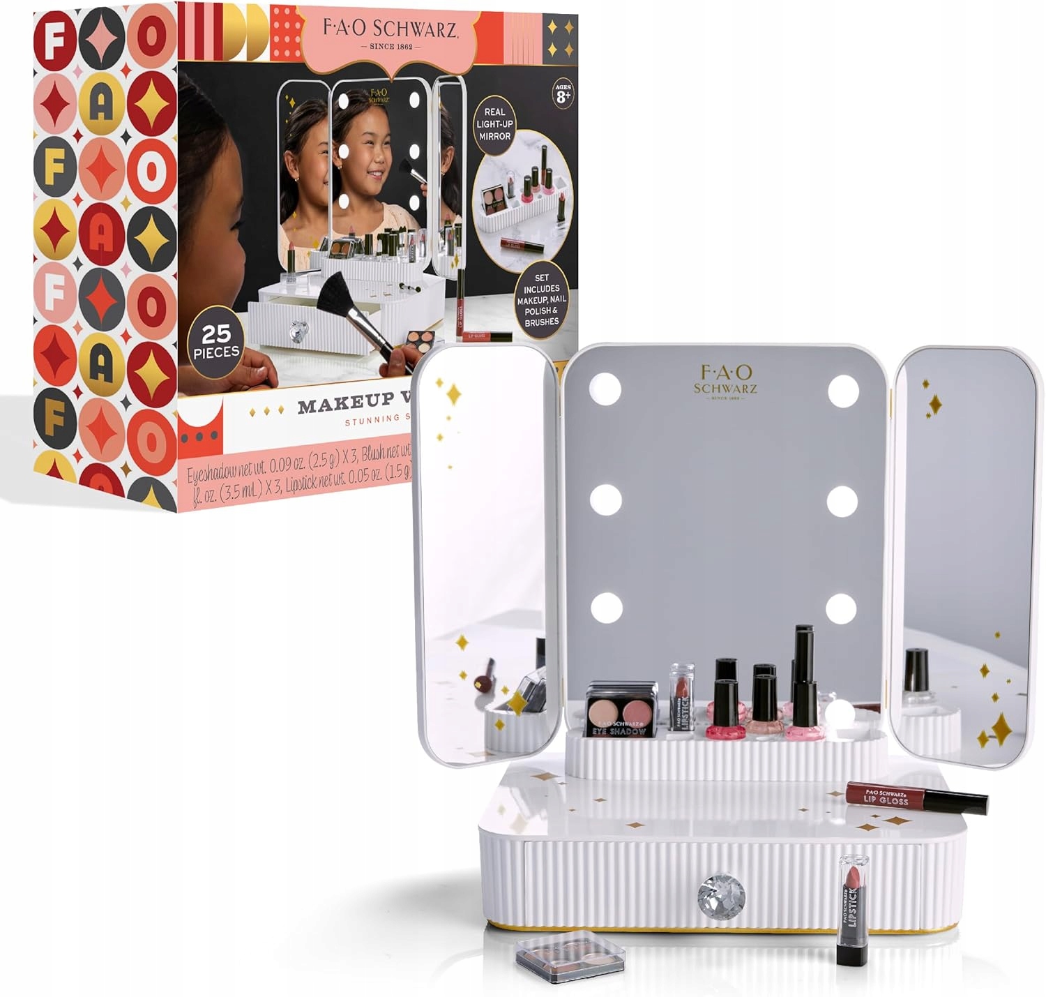Zestaw toaletki z lustrem Led Fao Schwarz Stunning Style. 24elem.