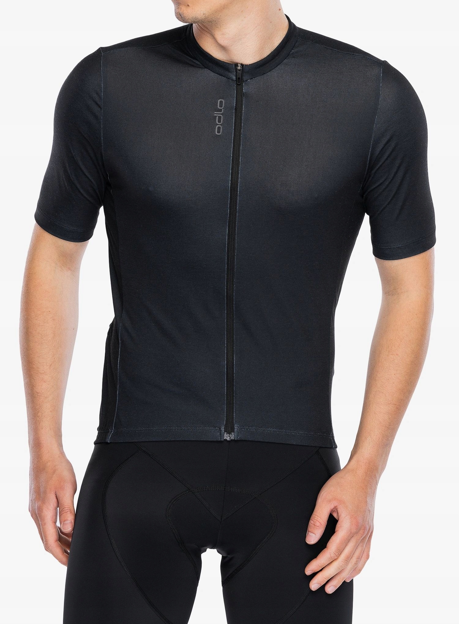 Koszulka kolarska Odlo Essential T-Shirt S/u Collar Ss Full Zip black L