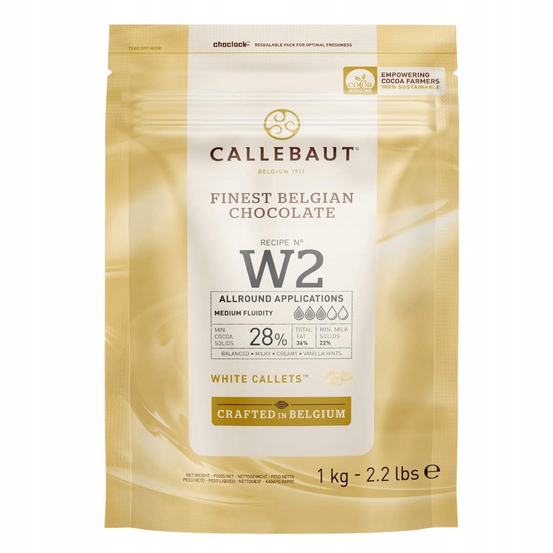 Czekolada Callebaut W2 Biała do pralin 1kg Data ważności: 24.04.2027