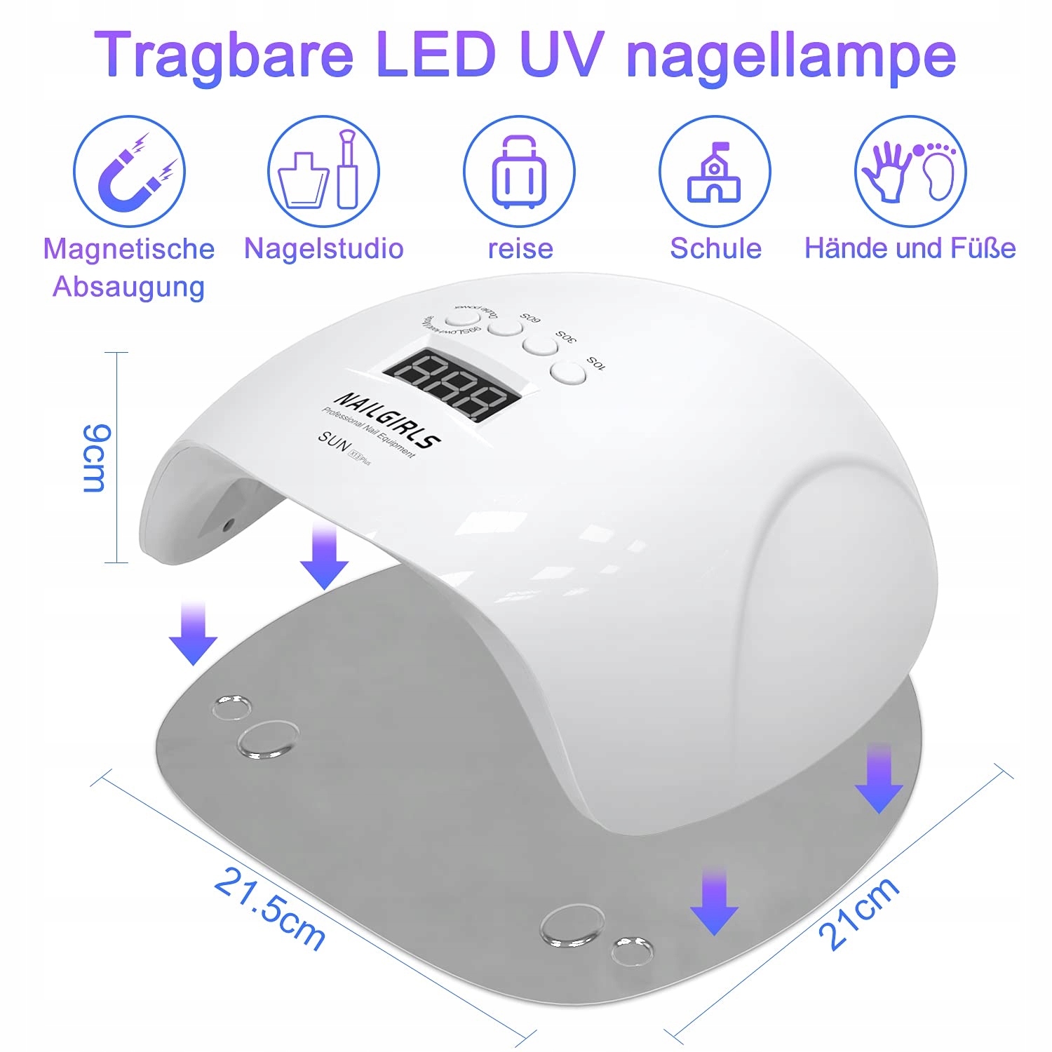 NAILGIRLS Lampa UV LED 150W Do Paznokci Z Sensorem LCD I Timerem — miniatura 6