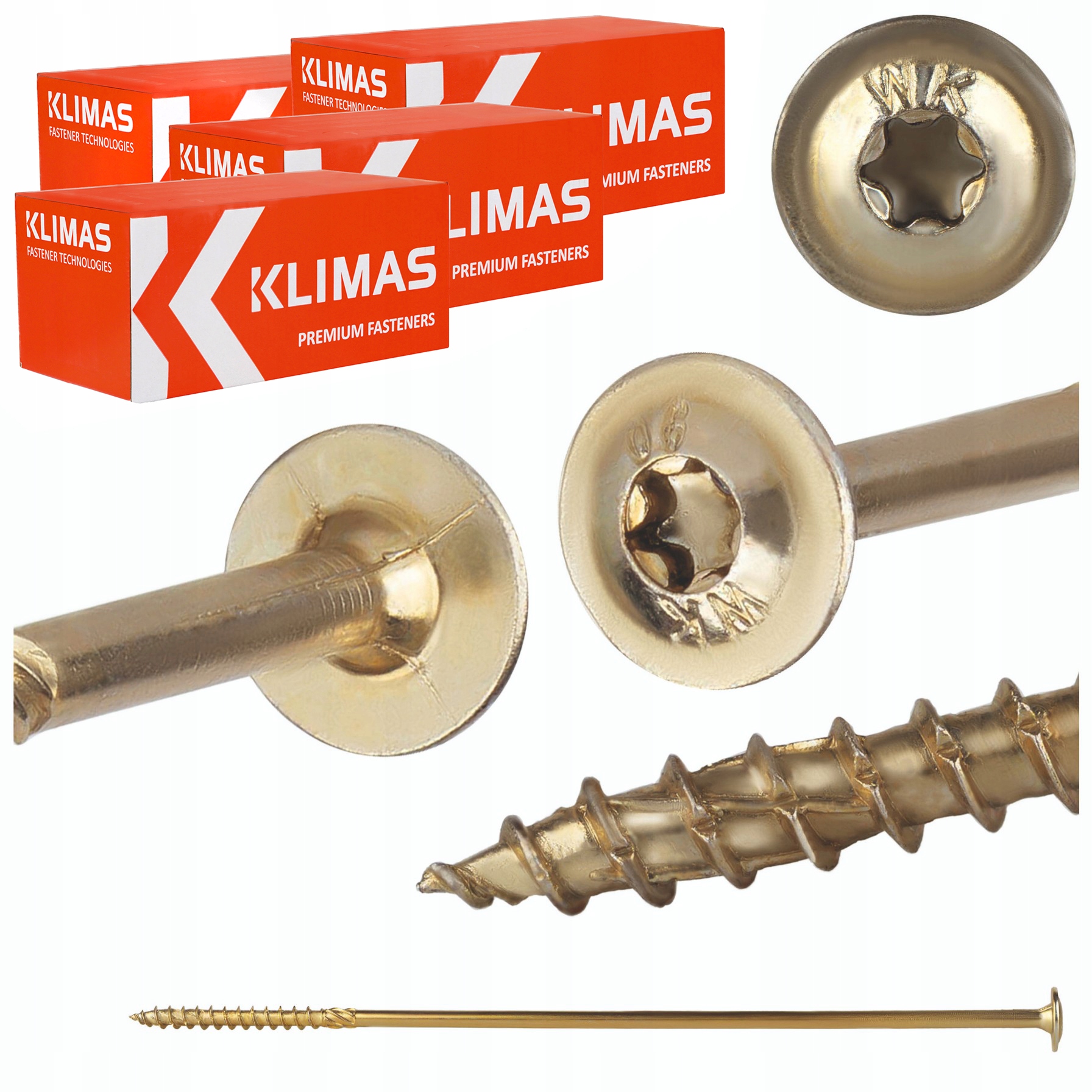 Tesárske skrutky Torx 10x360 mm 100 ks tanierové na drevo Klimas Wkcp
