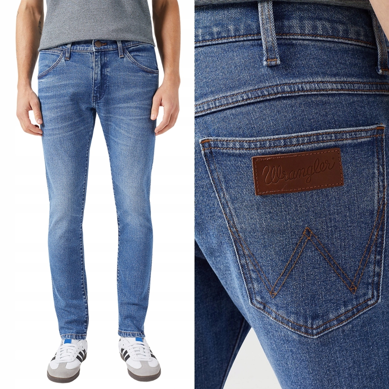 Wrangler Bryson skinny Guardian Blue Džínové kalhoty Džíny Úzké Nohavice W28 L32
