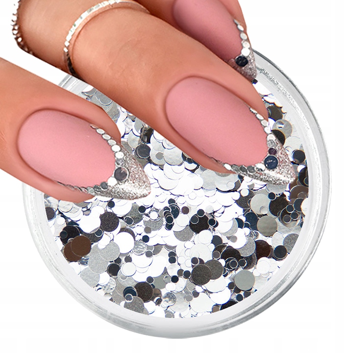 

Pyłek Ozdoba do paznokci Pop konfetti Silver Drops