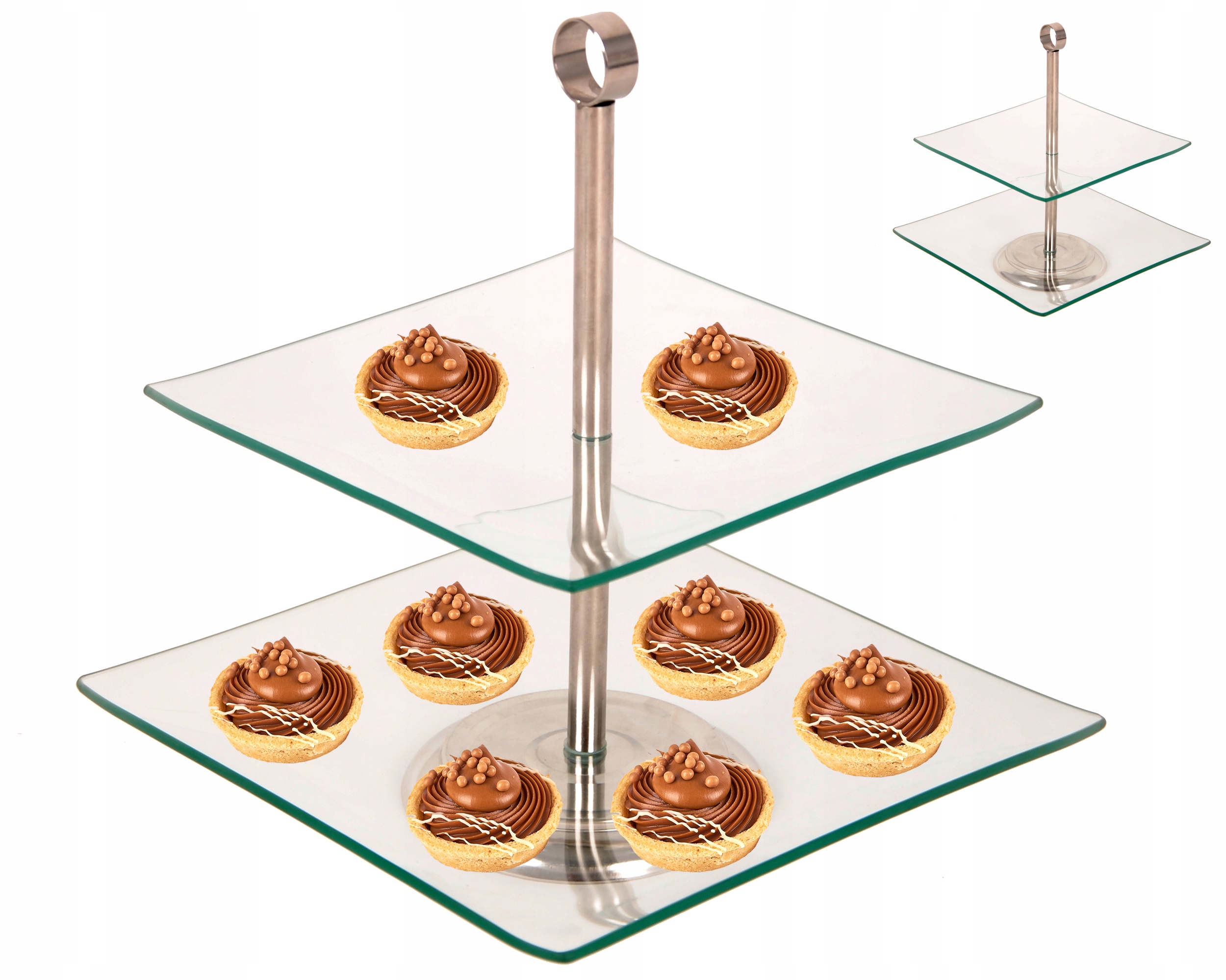 

Patera Na Ciasto Owoce Szklana 2 Poziomy Piramida