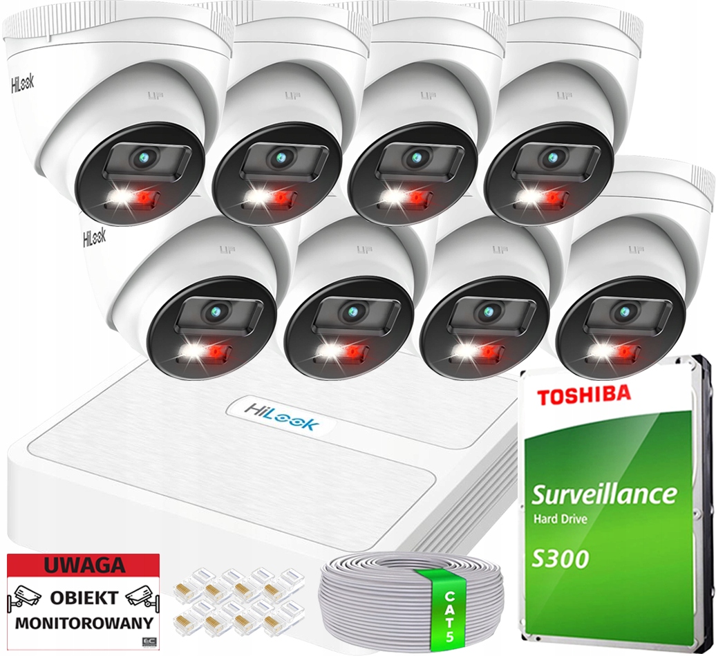 Monitorovací sada HiLook 8 Ip kamer 4Mpx Ir/led rekordér 1TB disk