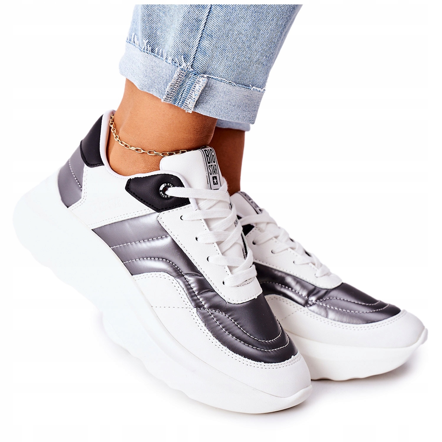 

Białe Skóra ekologiczna Buty Big Star r.38