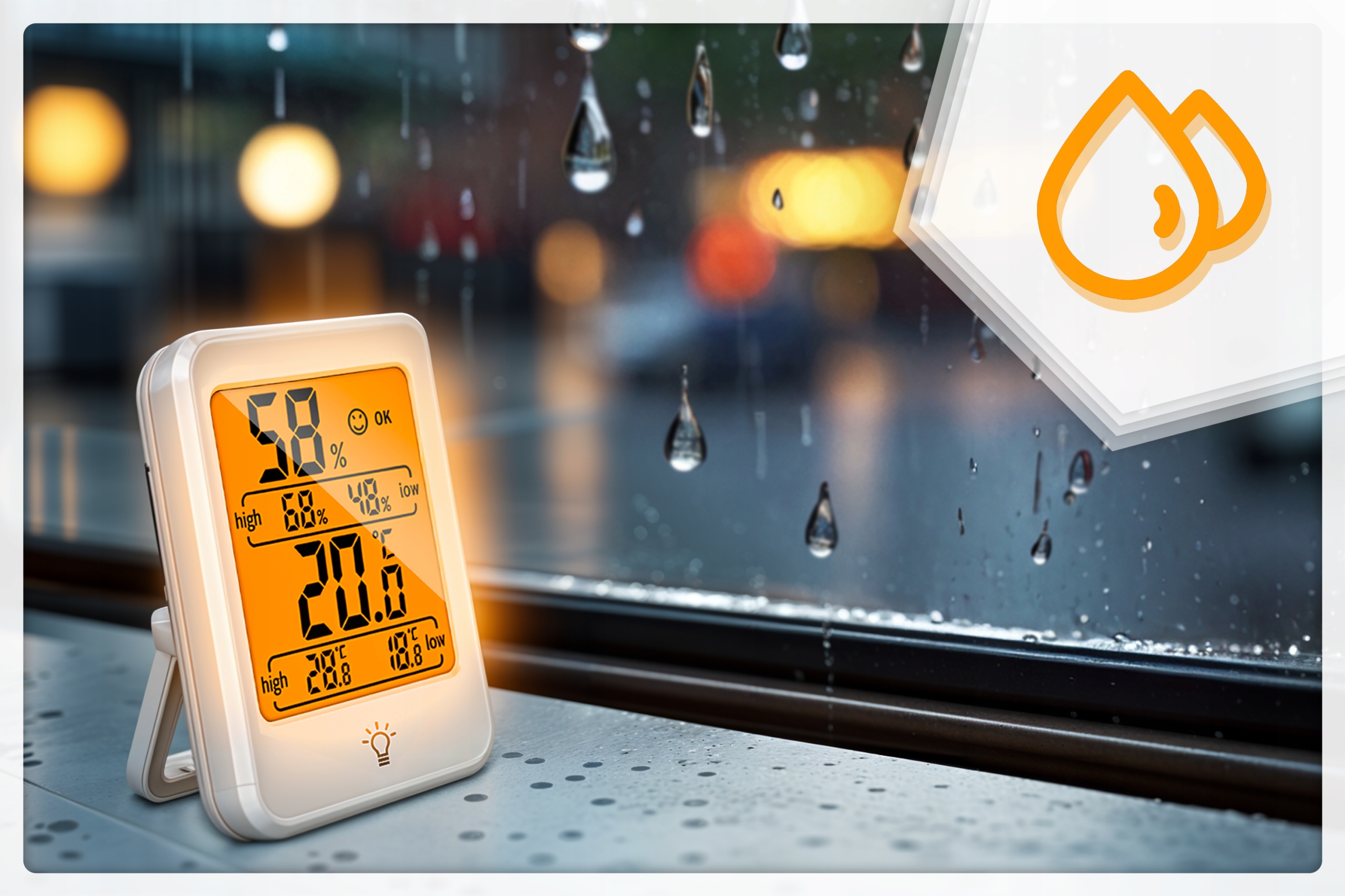 TERMOMETR POKOJOWY STACJA POGODY HIGROMETR WEWNĘTRZNY DOKŁADNY DOTYKOWY LCD Kolor biały