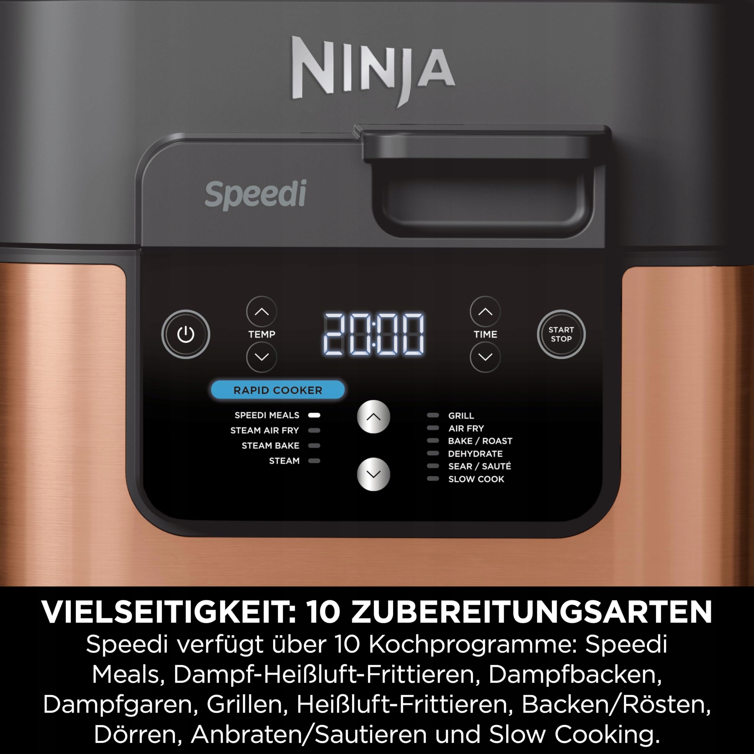 NINJA Speedi Multicooker 5.7L 10-in-1 Fryer Slow Cooker Grill Black Copper — miniatura 8