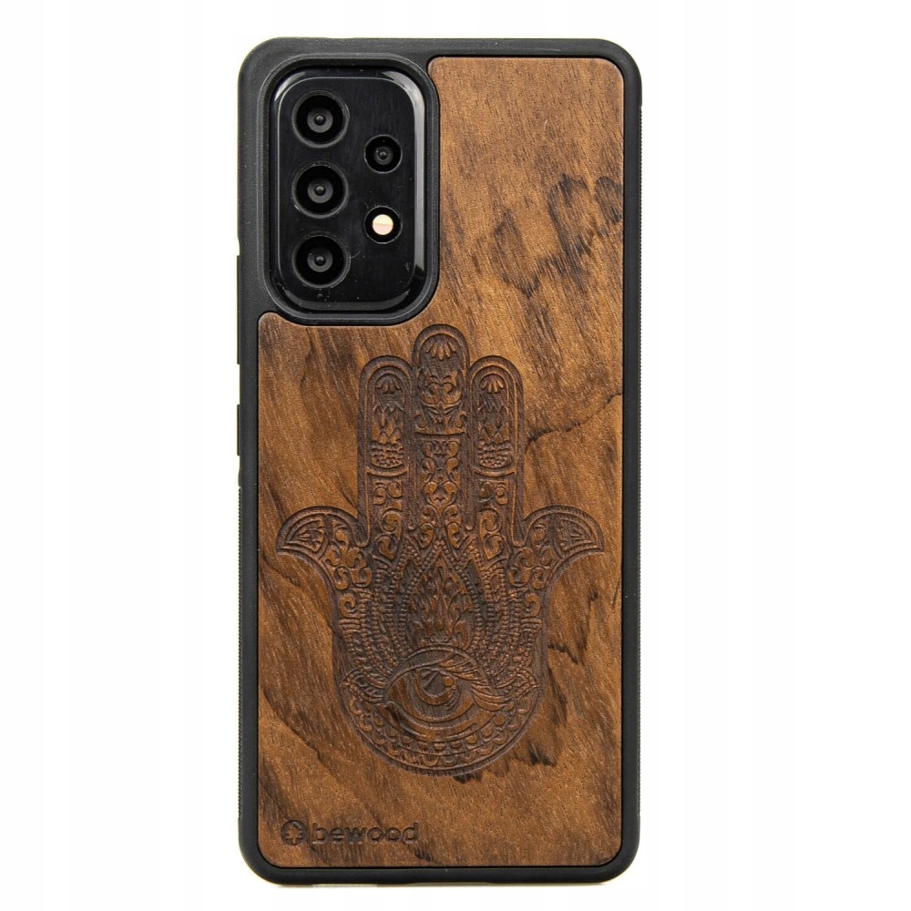 Dřevěné Pouzdro na Samsung Galaxy A73 5G Hamsa Imbuia