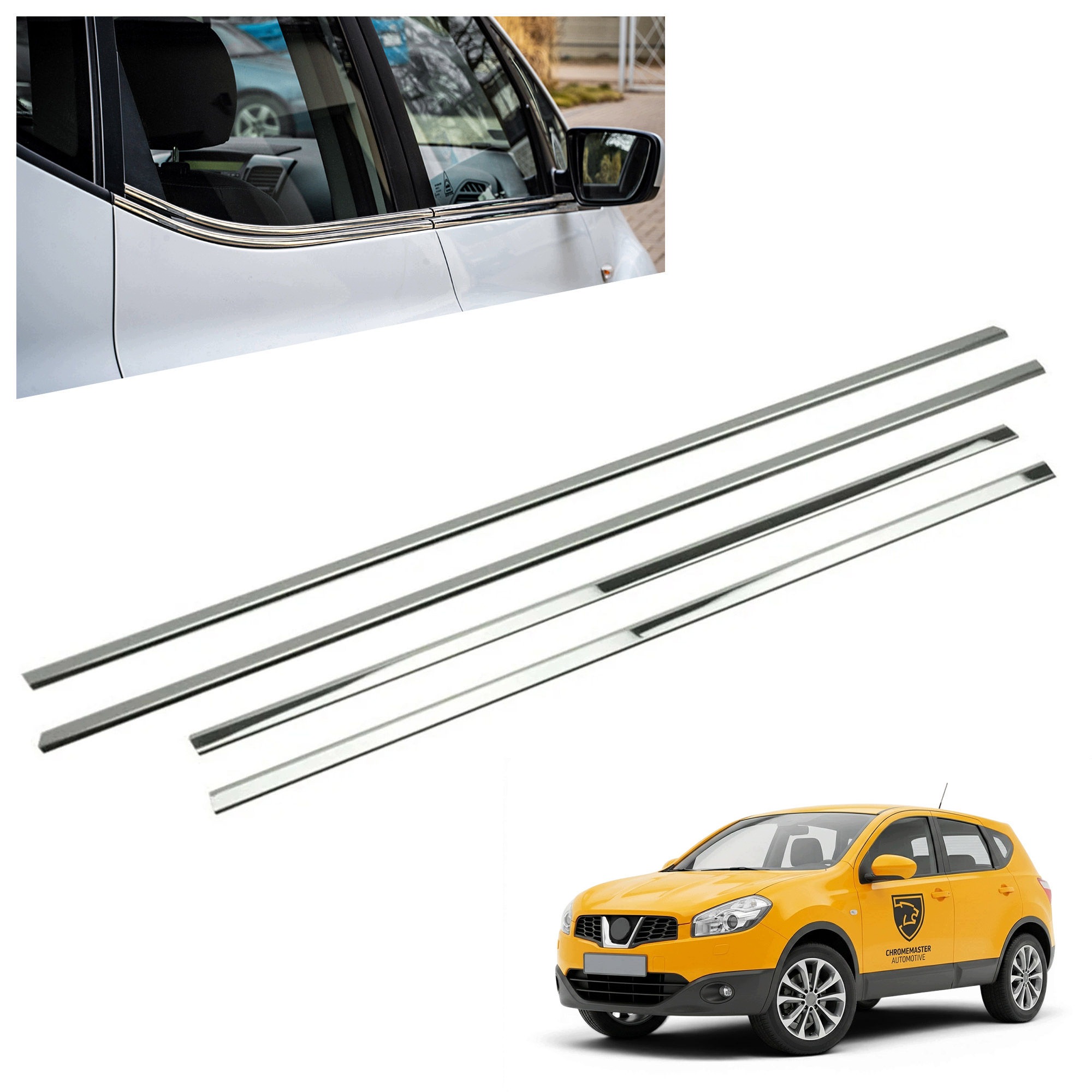 Okenné lišty pod bočné sklá pre Nissan QASHQAI+2 I J10 2008-2014