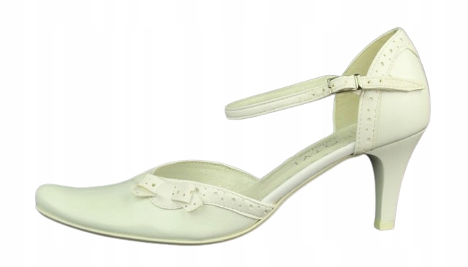 Ecru bílé elegantní klasické svatební kožené taneční lodičky Kotyl 35