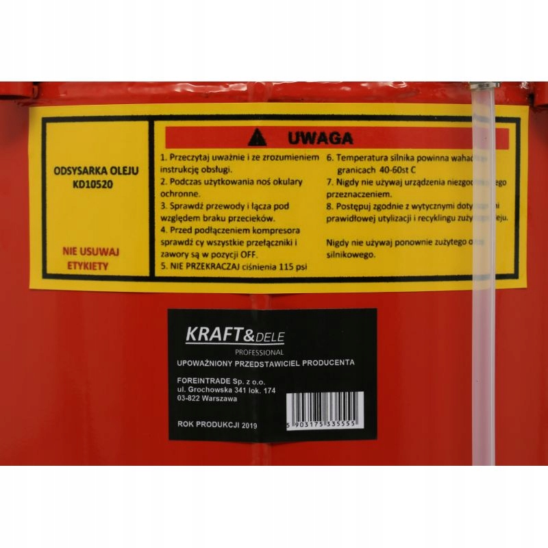 ZLEWARKA DO OLEJU ZLEWARKO WYSYSARKA ODSYSARKA PNEUMATYCZNA 80L MOBILNA Waga produktu z opakowaniem jednostkowym 30 kg