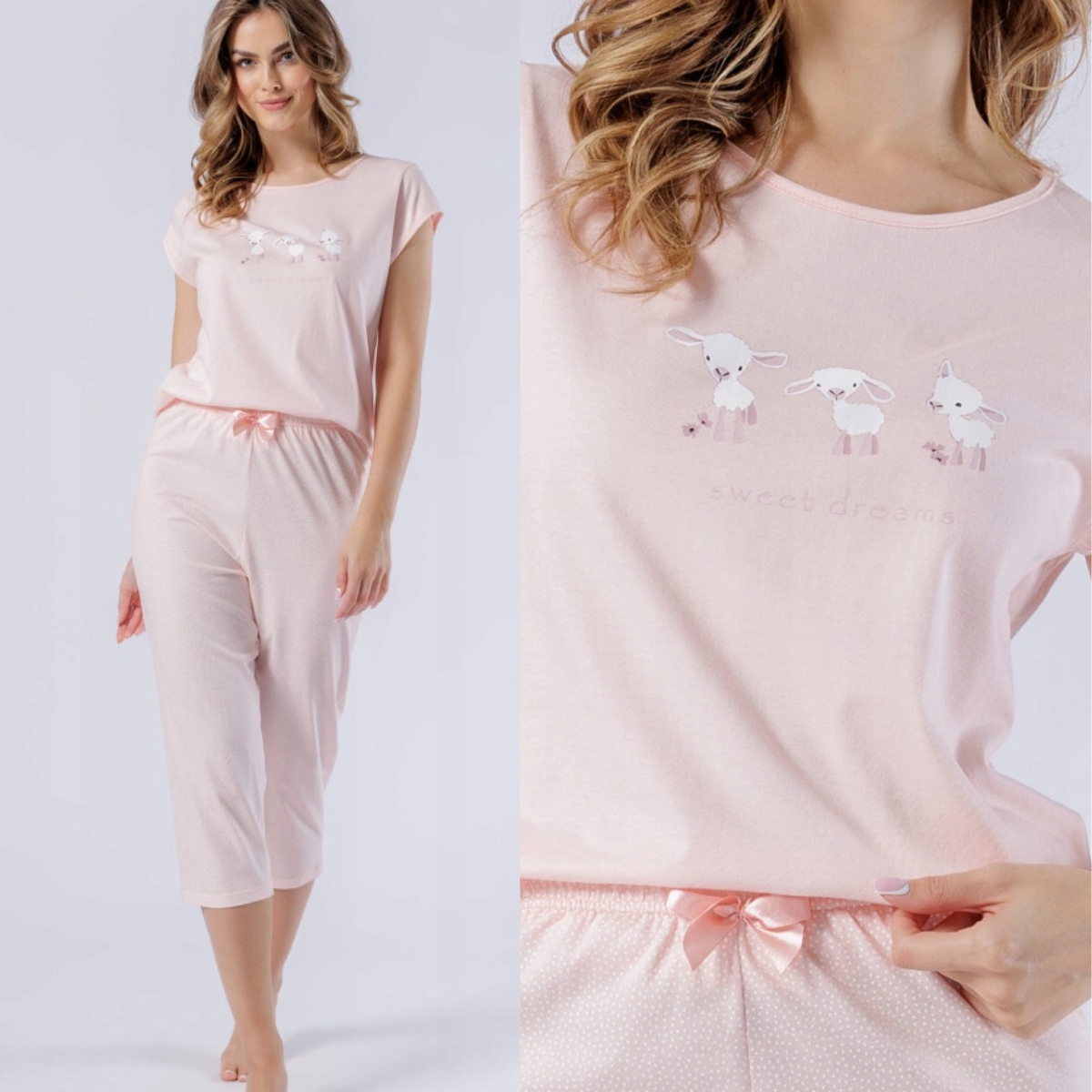 Decentní dámské pyžamo s krátkým rukávem Leveza M-max Bogna 1565