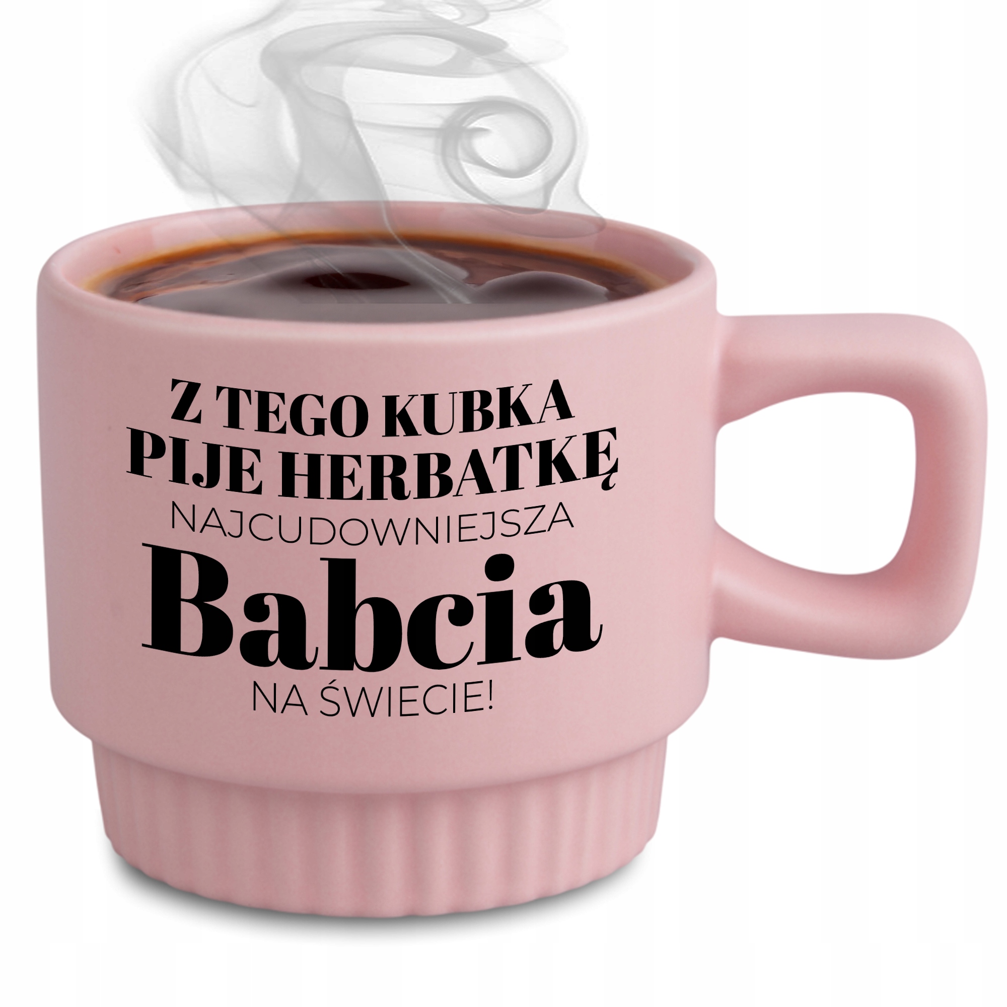 Ryflovaný růžový hrnek Z Tohoto Hrnečku Pije Babička Dárek ke Dni babiček