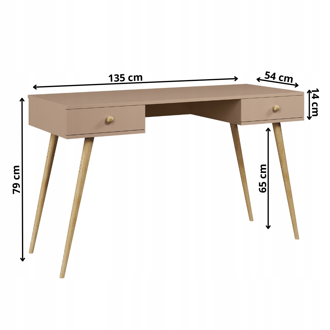 Biurko na drewnianych nogach z szufladami w stylu BOHO RÓŻNE KOLORY Kolekcja BOHO