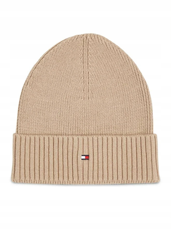 Čepice Tommy Hilfiger Th Flag Beanie Béžová Basic Teplá