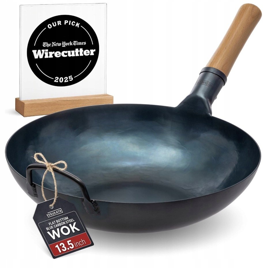 Wok Yosukata 34 cm Modrá Ocel Indukce Plyn Sezónní ploché dno