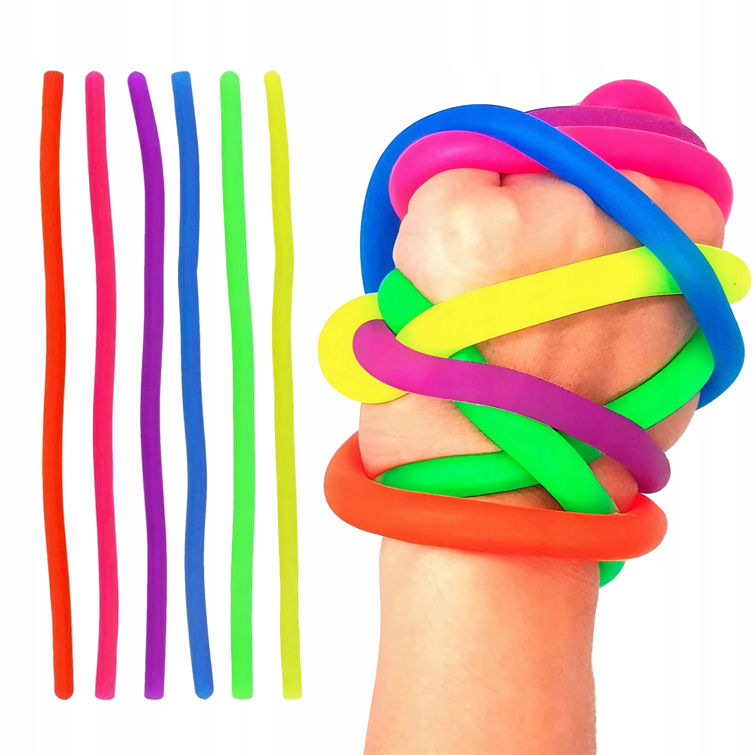 MONKEY NOODLE MAKARON ANTYSTRESOWY FIDGET 6 szt. S DLA DZIECI ANTYSTRES