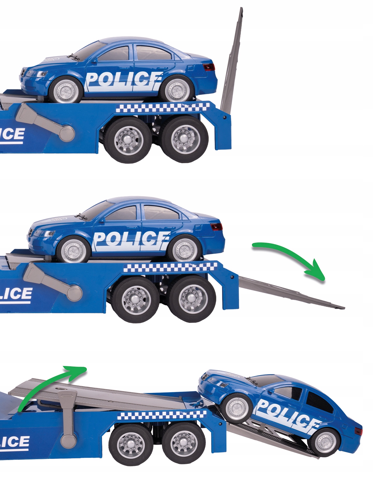 LAWETA POLICYJNA 1:16 ŚWIATŁO DŹWIĘK RUCHOME ELEMENTY HELIKOPTER AUTO Szerokość produktu 51.5 cm