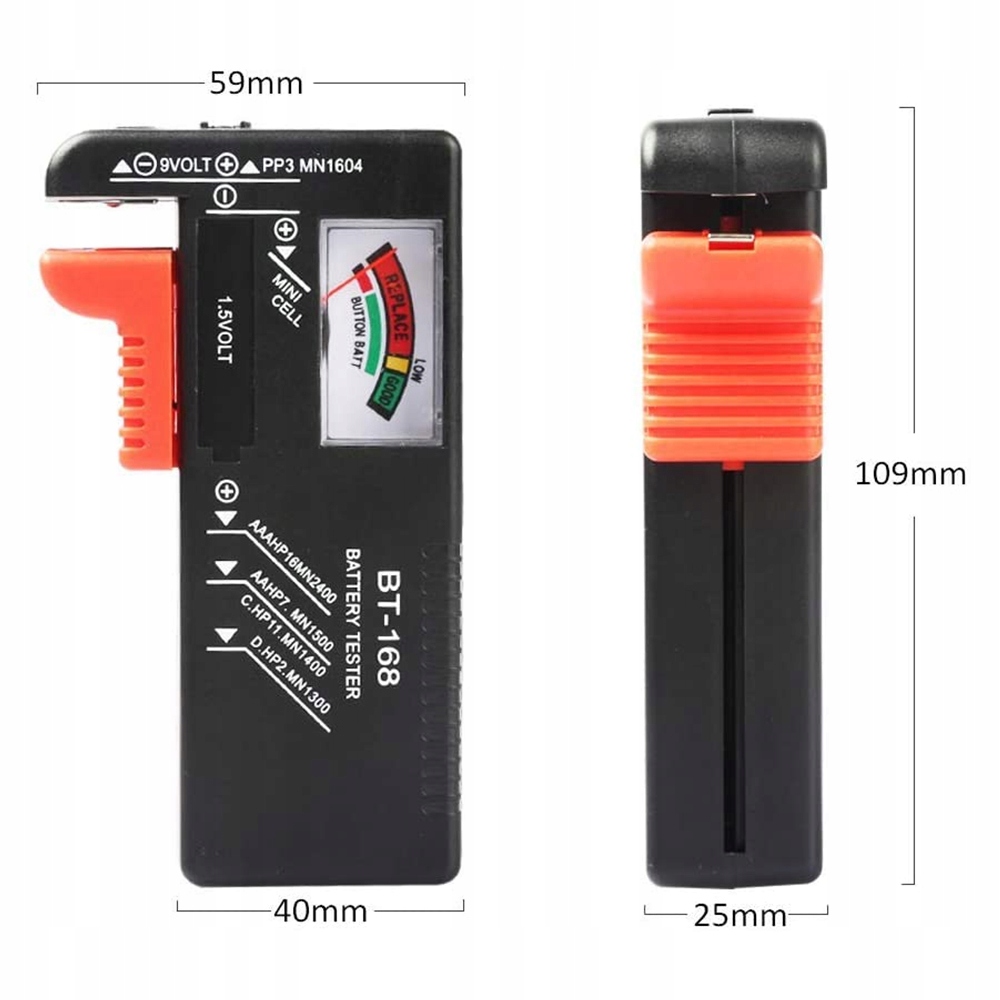 ANALOGOWY TESTER MIERNIK BATERII I AKUMULATORKÓW AA AAA R14 R9 PASTYLKOWYCH Kod producenta 01864