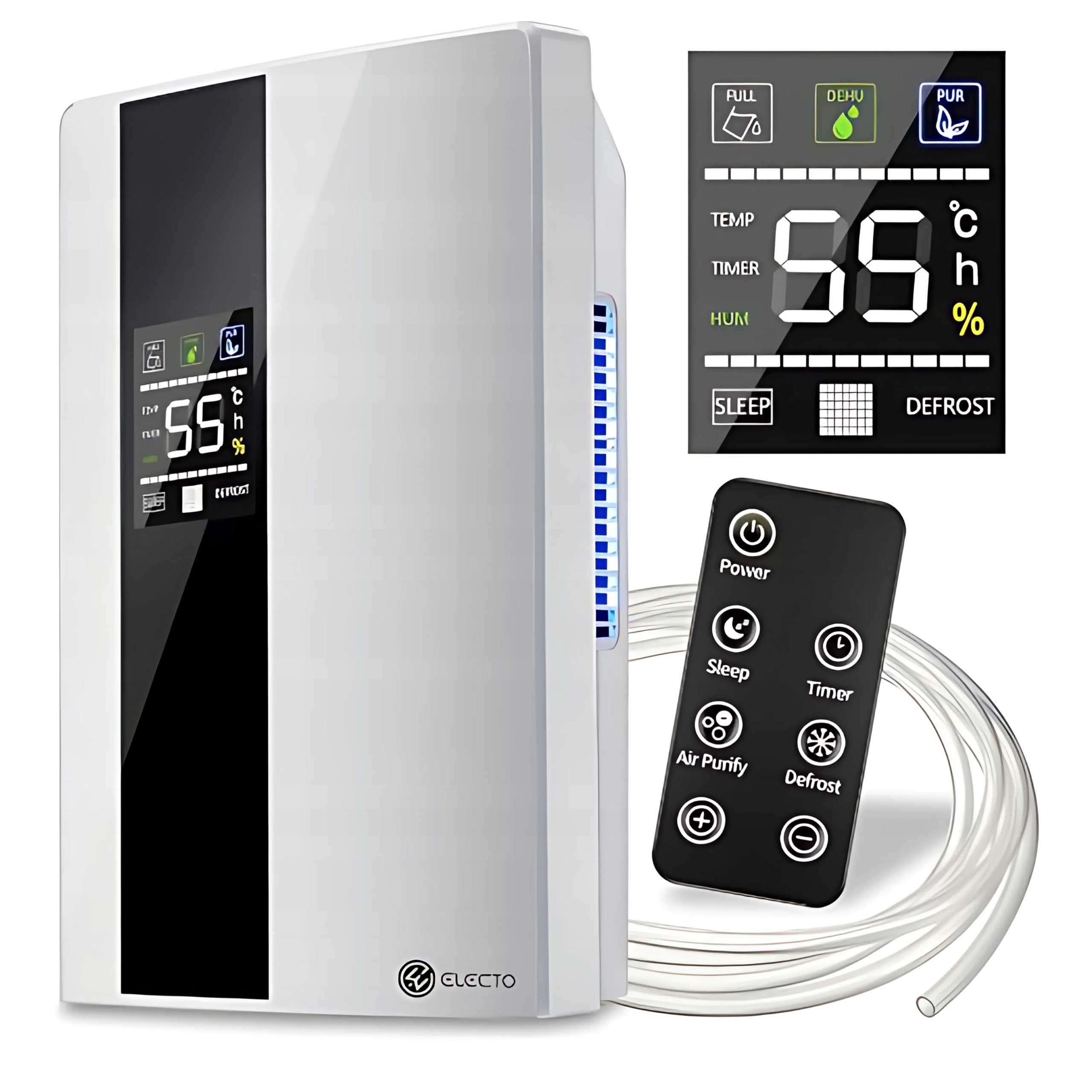 Odvlhčovač vzduchu 65 W 2000 ml 270 ml/24 h Tichý a výkonný Uv Led Kraft&Dele