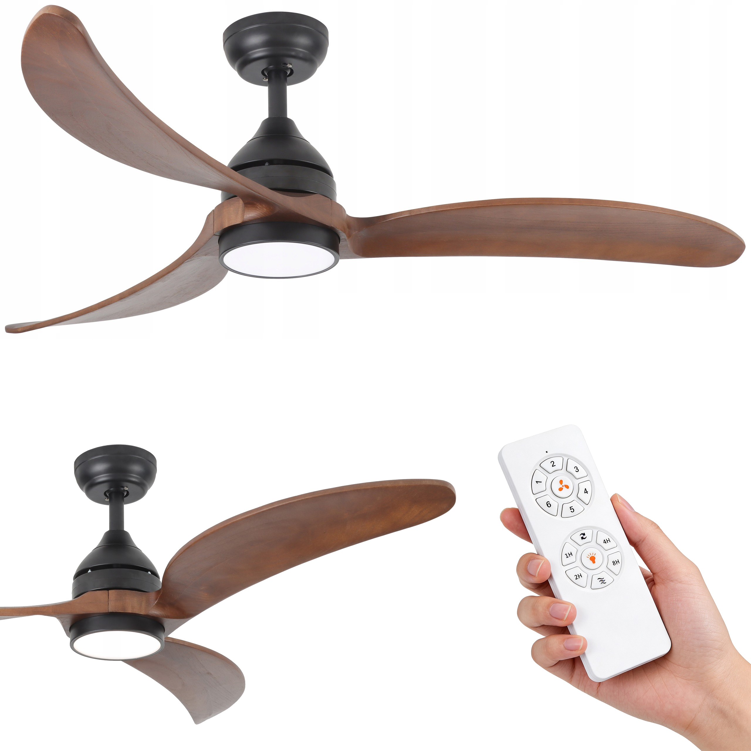 Stropný ventilátor Santana DC Led Drevo 132 cm Moderný luster
