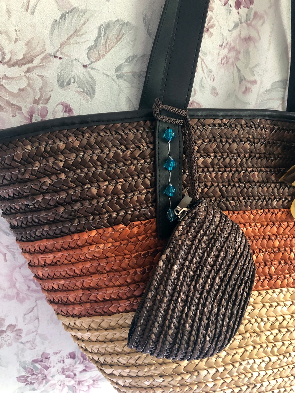 TOREBKA SŁOMKOWA KOSZYK PLAŻOWY SASZETKA ZIELONA Zapięcie zamek