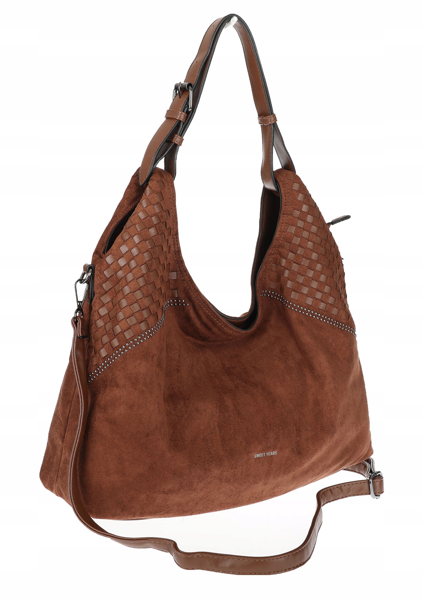 Dámská shopper kabelka, prostorná semišová taška přes rameno, lehká BS105 Hnědá