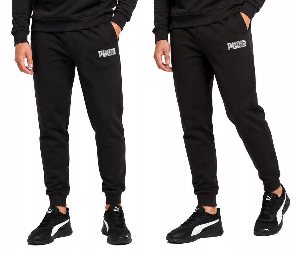 3445 Pánské Bavlněné Sportovní Teplákové Kalhoty Puma Černé 2XL