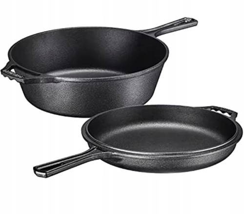 Patelnia żeliwna zestaw patelni żeliwnych 2w1 26cm 26 cm