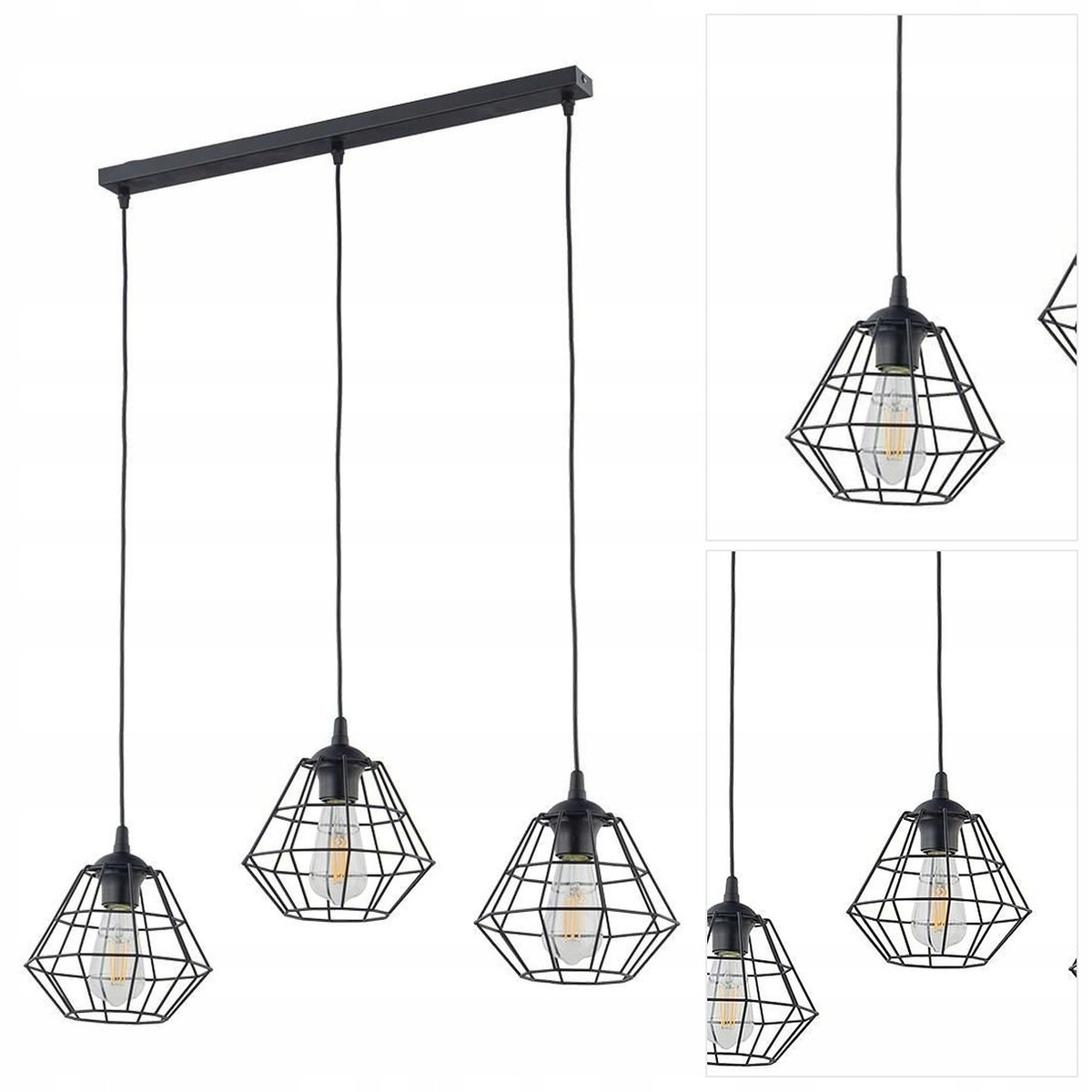 Černá závěsná lampa Diamond New loft do kuchyně pracovny Tk Lighting