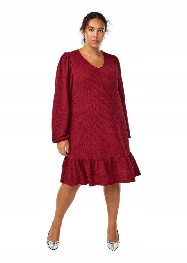 Zizzi Elegantní Červená Šaty Struktura 500A 52