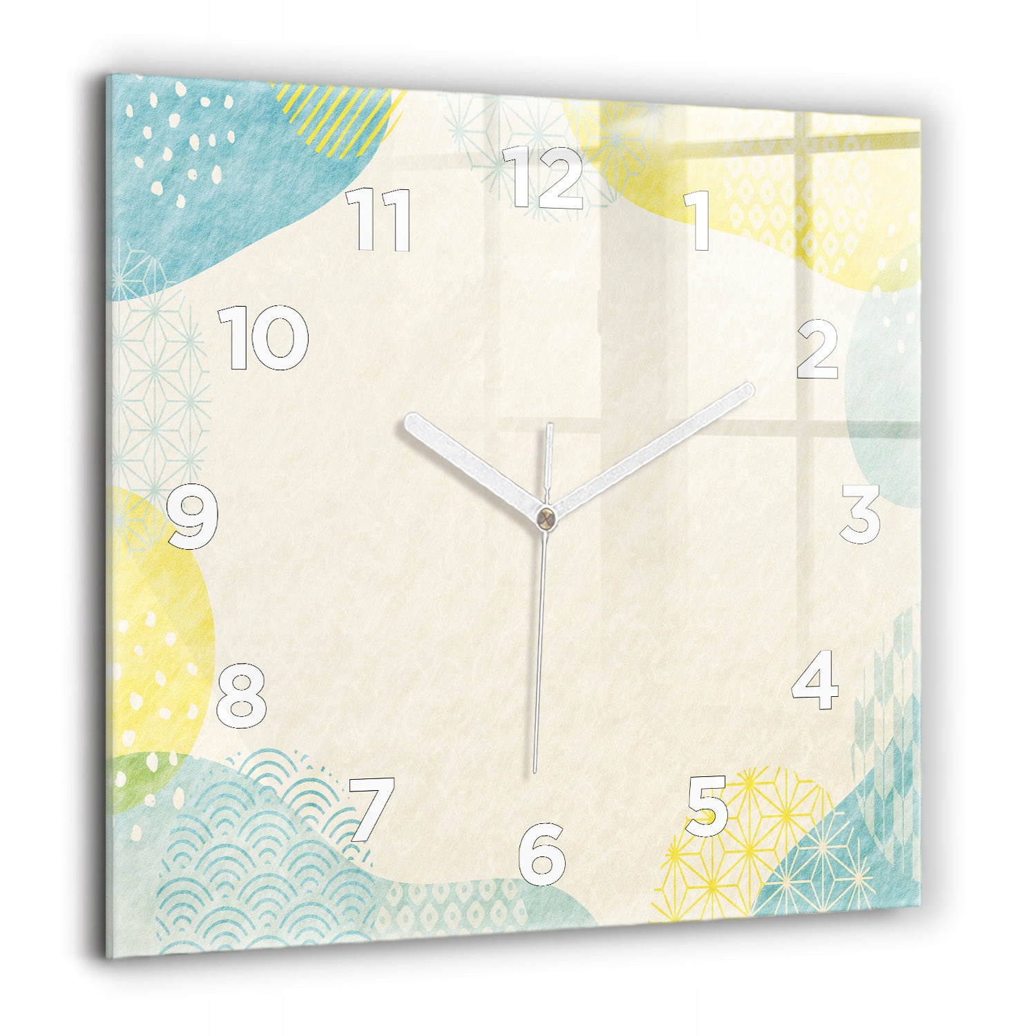 Minimalistický čtvercový nástěnný skleněný hodinový stroj Rámeček s motivem 60 x 60 cm