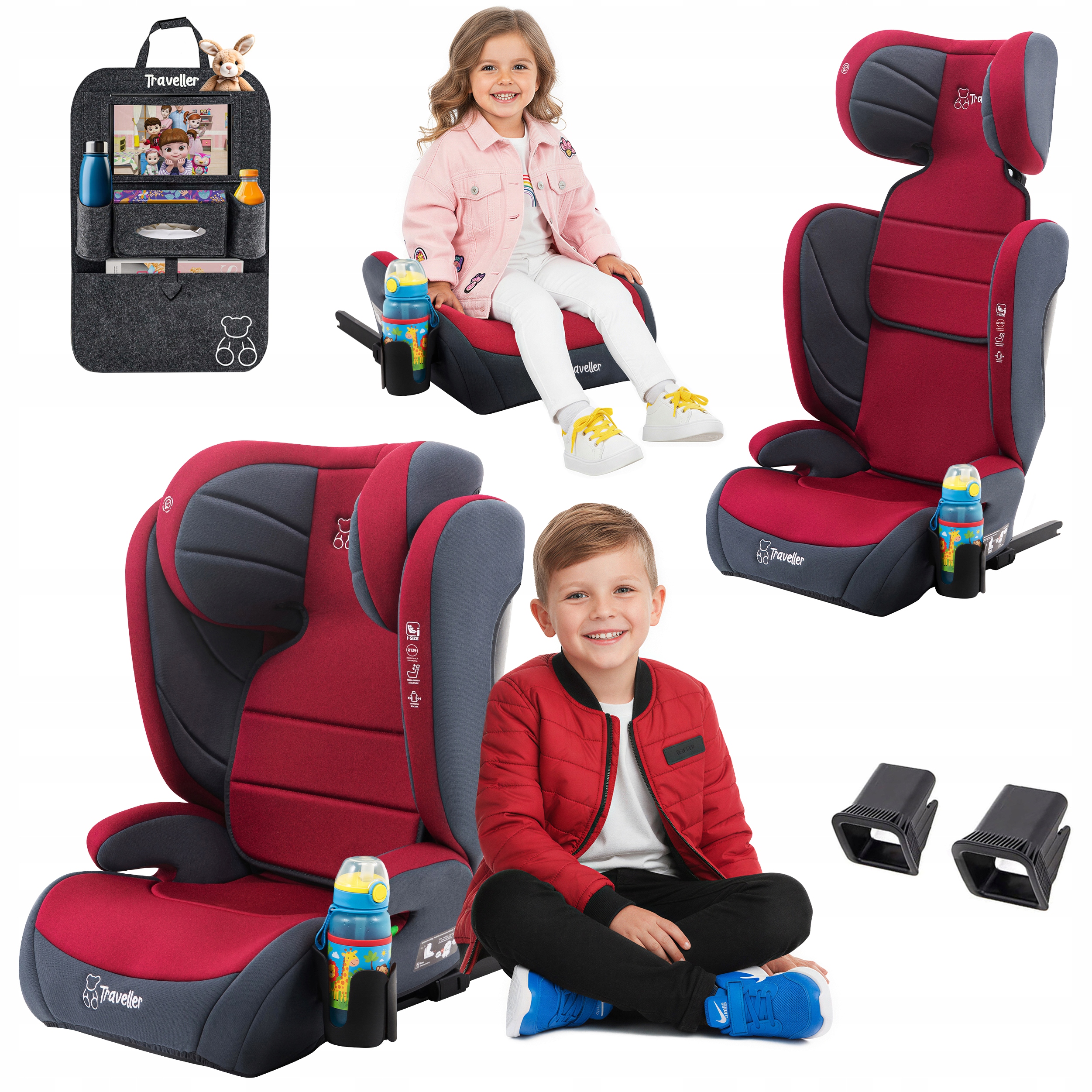 Fotelik Samochodowy 2w1 i-Size Podstawka 15-36kg Duży Organizer Isofix
