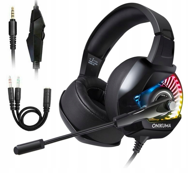 SŁUCHAWKI Z MIKROFONEM GAMINGOWE LED DLA GRACZA