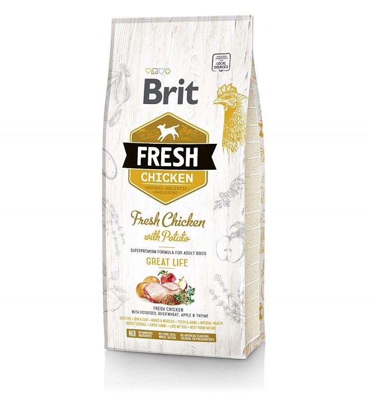 Levně Suché Krmivo Brit Fresh Chicken Potato Adult Great Life 12 kg