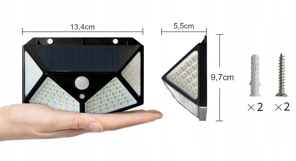 100 LED LAMPA SOLARNA Z CZUJNIKIEM RUCHU ZMIERZCHU Typ LED