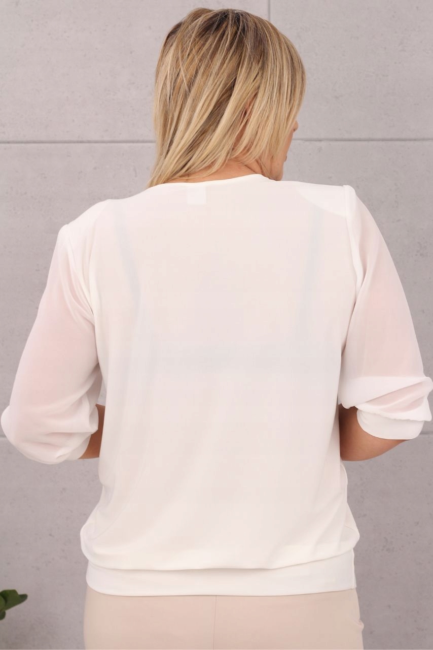 ZJAWISKOWA BLUZKA KOBIECA ELEGANCKI STYL Model 48 ELASTYCZNA KOSZULOWA KORONKA ŁEZKA KLASYCZNA