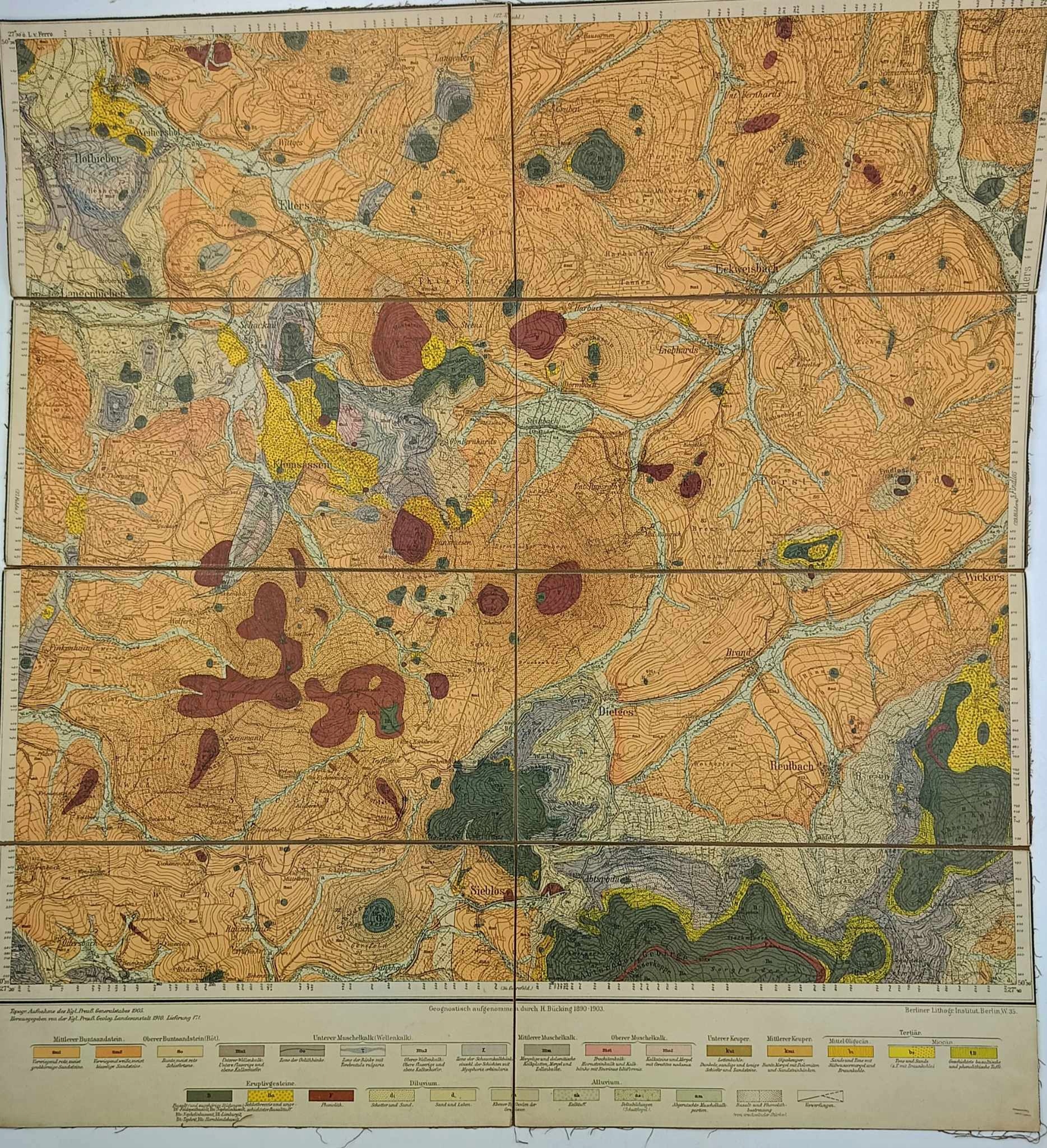 Kleinsassen. Okolice Fuldy - Mapa niemiecka (1910 r.)