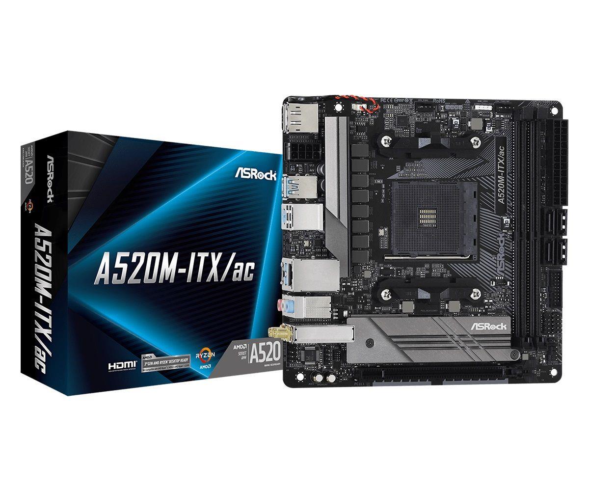 Asrock Základná Doska A520M Itx Ac Pre Amd Ryzen DDR4 M2 SATA3 USB3 1 PCIe3