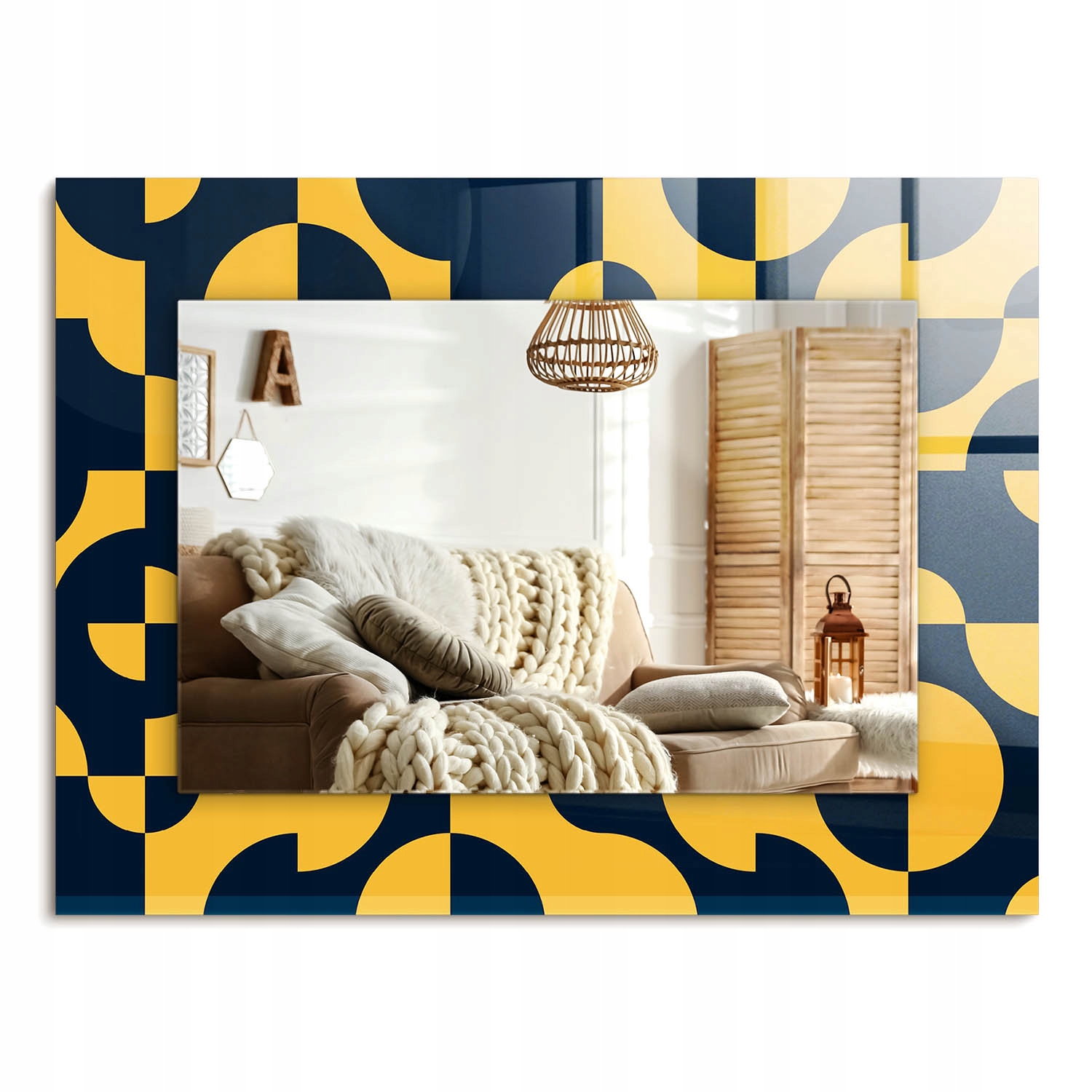 Zrkadlo s orámovaním Obdĺžnikové 80 x 60 cm Abstraktný geometrický vzor