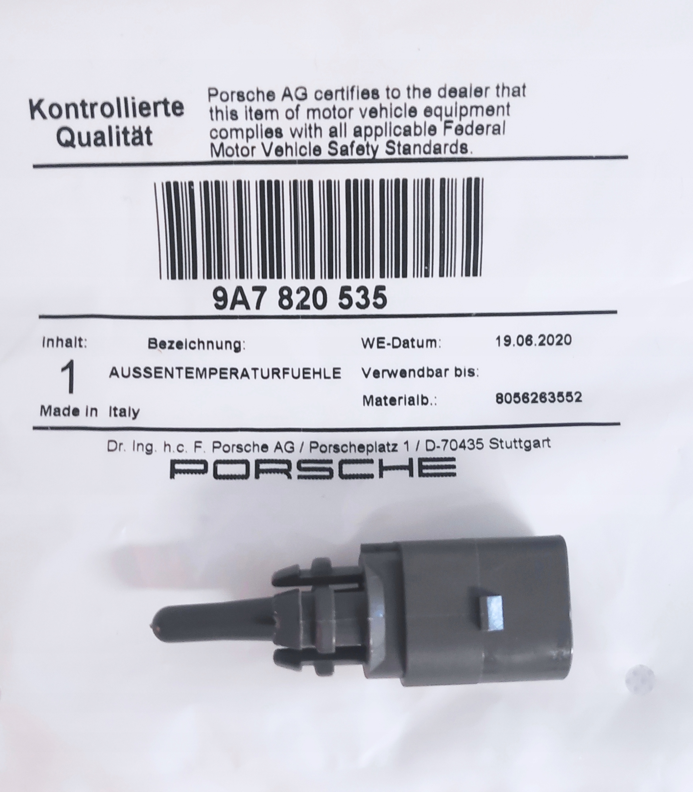 

Czujnik temperatury zewnętrznej Porsche 9A7820535