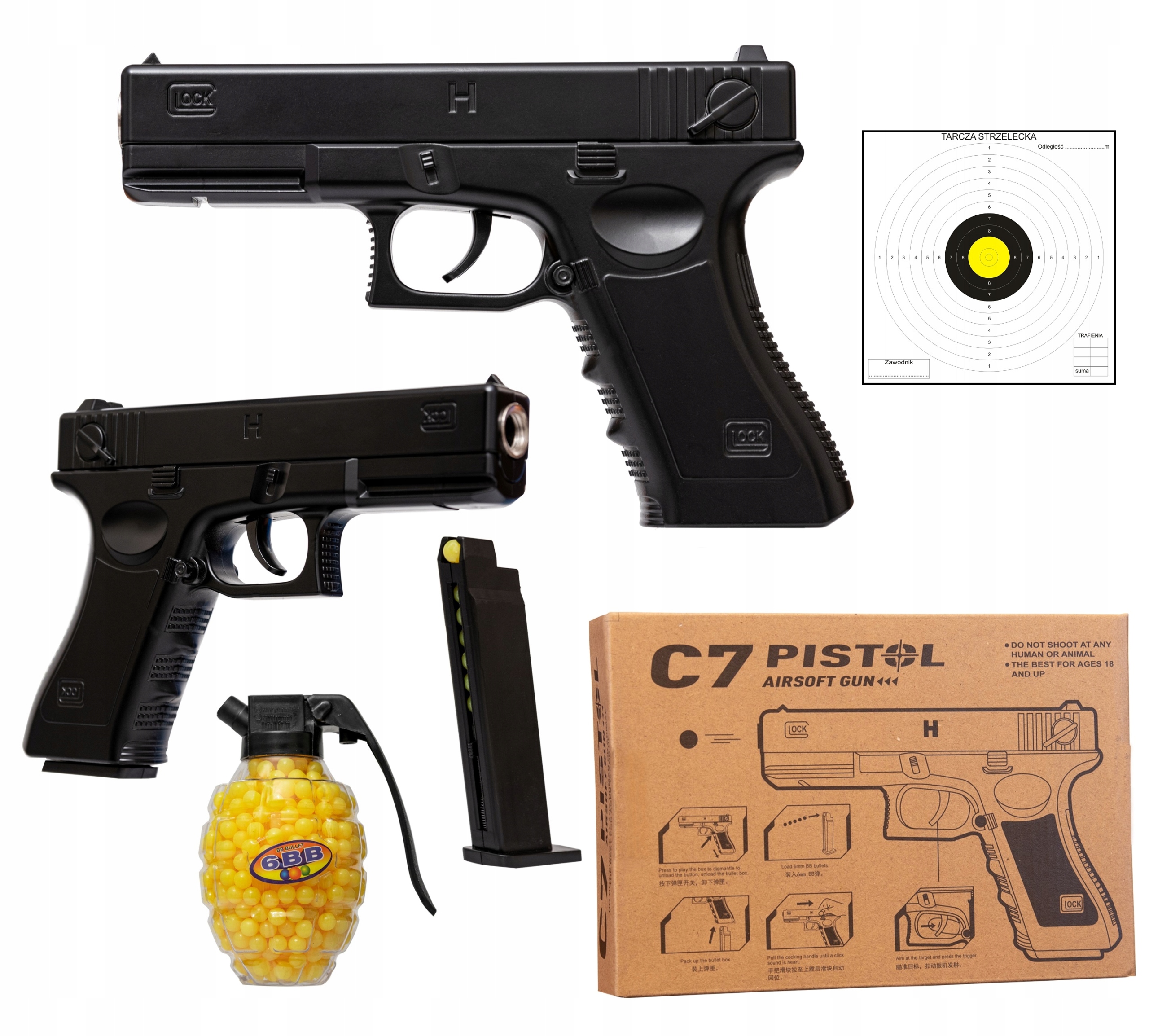 

Metalowy Pistolet Na Kulki Glock C7 Gratisy