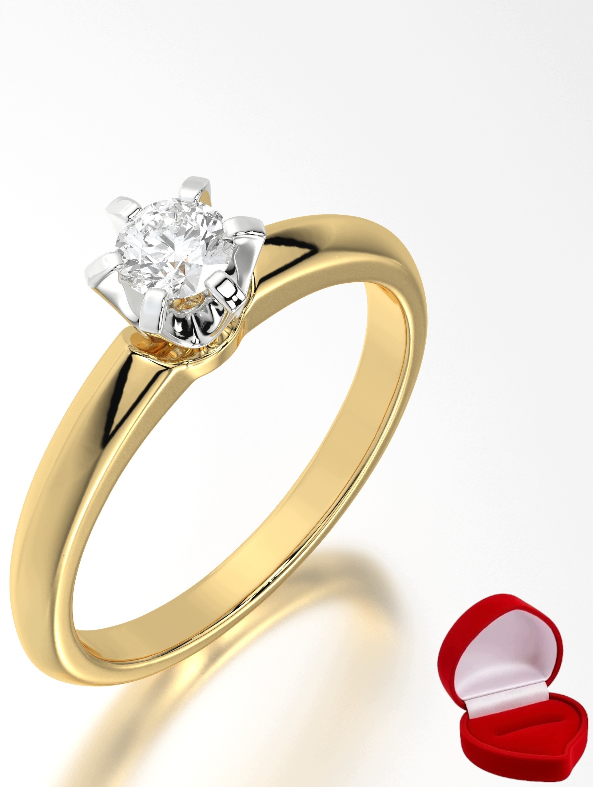 Zlatý Prstýnek 585 14k Diamant Brylant 0,19 ct R26