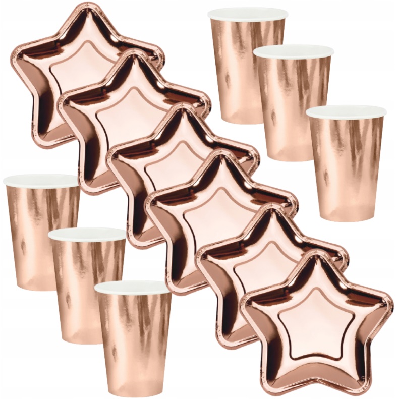 Zestaw Różowe Złoto Kubeczki Talerzyki Papierowe