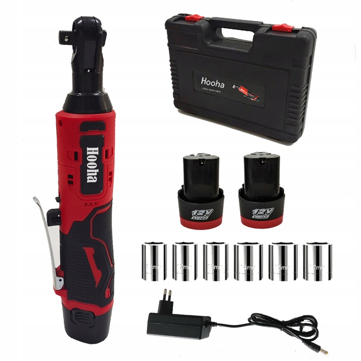 KLUCZ GRZECHOTKA UDAROWA 3/8" AKUMULATOROWA12V 2xAKU 2Ah 6 NASADKI WALIZKA Zasilanie akumulatorowe