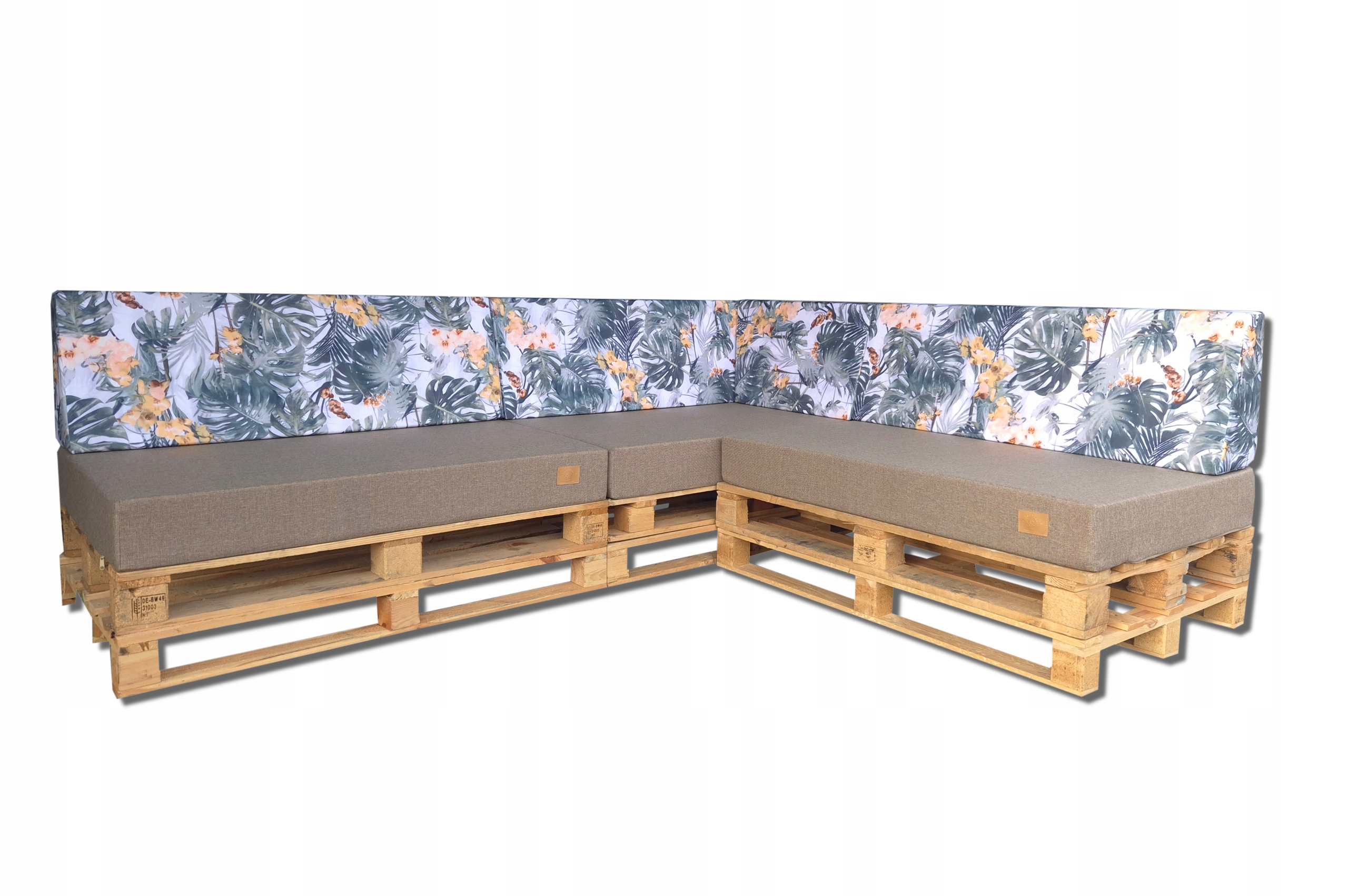 Sada zahradních polštářů s opěradlem Palety Roh -3 ks 120x80 40x120